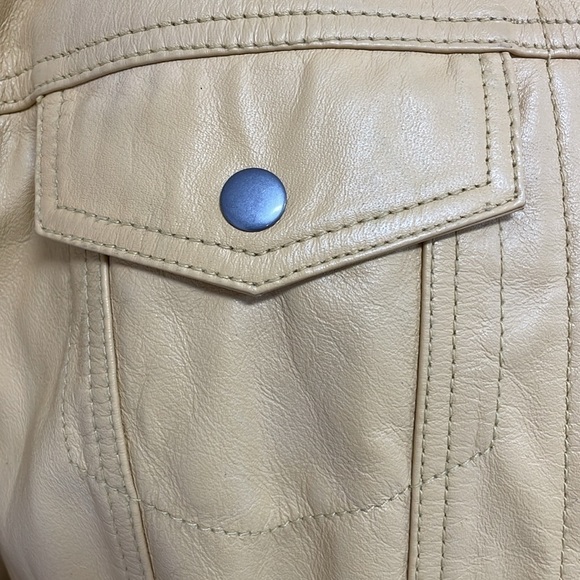 Jessica London Jacket Women's 12 Yellow NWT Leather Coat Snap Buttons Collared - Picture 9 of 17